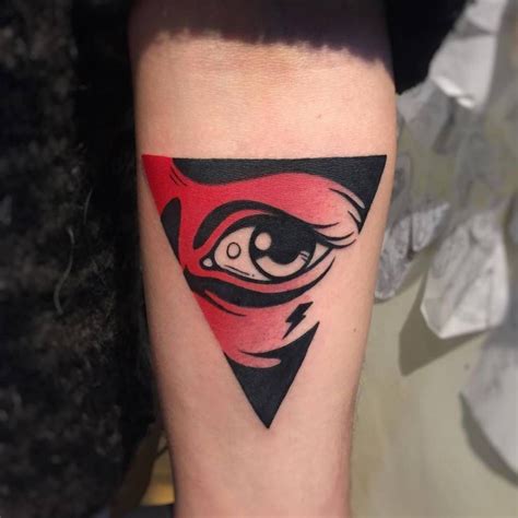 Triangle Eye Tattoo By Gennaro Varriale Red Tattoos Black Red Tattoo