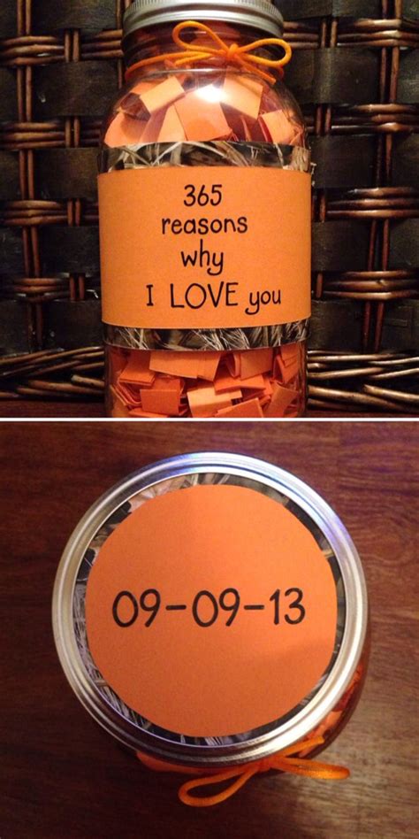 I love that you do not mind kissing me when i am sick, even though you could get sick yourself. Camo 365 reasons why I love you mason jar | Boyfriend gifts, Diy birthday gifts, Diy gifts for ...