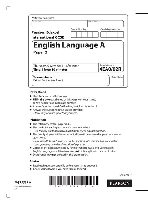 Gcse English Language Exam Paper Edexcel Gcse English Language Ecam
