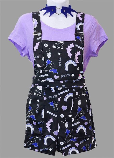 Creepy Cute Pastel Goth Pattern Overalls Catclothes Pastel Goth