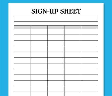 Sign Up Sheet Printable Blank Sign Up Volunteers Potluck Etsy