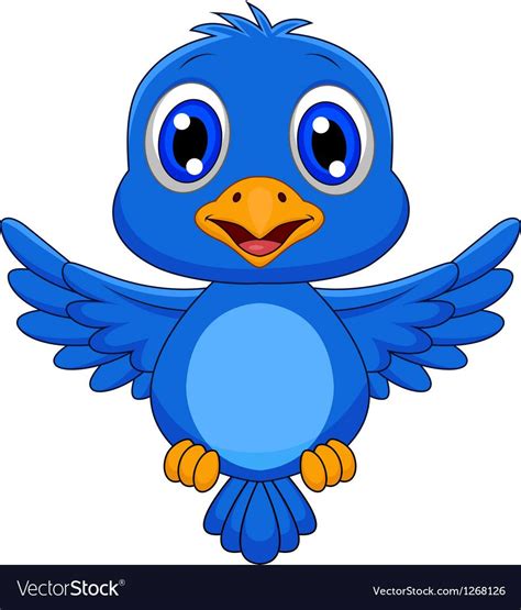 Cute Blue Bird Cartoon Vector Image On Vectorstock Cartoon Bird
