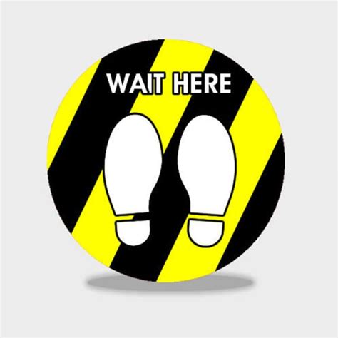 Covid Wait Here Floor Stickers Social Distancing Discount Displays