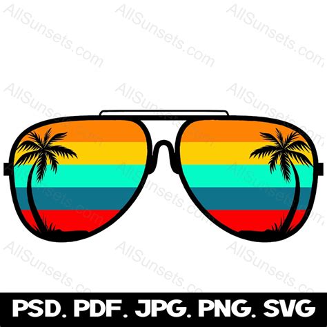 Palm Tree Retro Sunglasses Svg Png Psd Pdf File Types Etsy