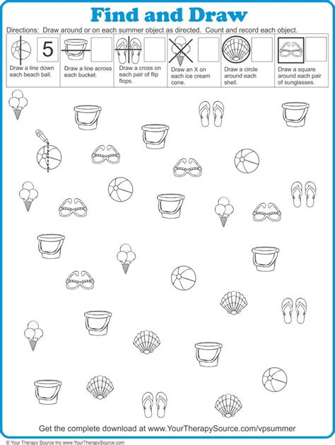 Find And Draw Summer Puzzle Your Therapy Source Visual Motor