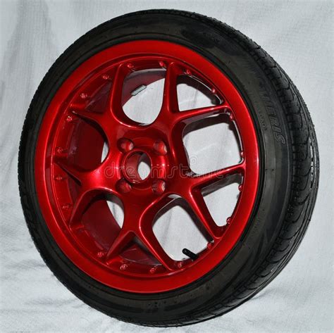 Beautifully Painted In Red Rims On Sports Cars Stock Photo Image Of