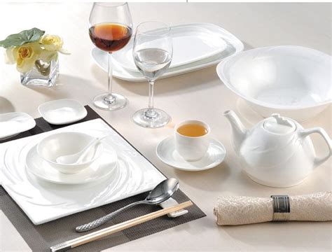 dishes material dinnerware plates porcelain bowls restaurant hotel bone fine china lightweight durable microwave dishwasher safe dinner