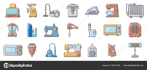 Conjunto De Iconos De Electrodomésticos Estilo Dibujos Animados Vector De Stock Por ©ylivdesign