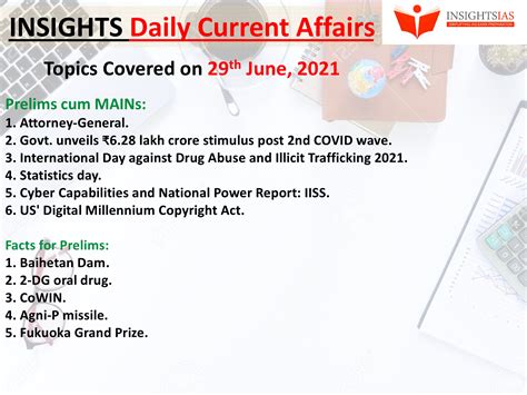 Insights Daily Current Affairs Pib Summary 29 June 2021 Insightsias