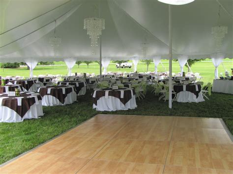 Dance floors, staging, electrical service and lighting may be added to meet . Tent Rental Accessories | Tables, Chairs, Flooring ...