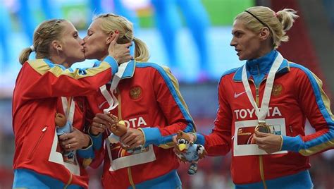 Russian Sprinters Deny Podium Kiss Was Sign Of Protest Fansided