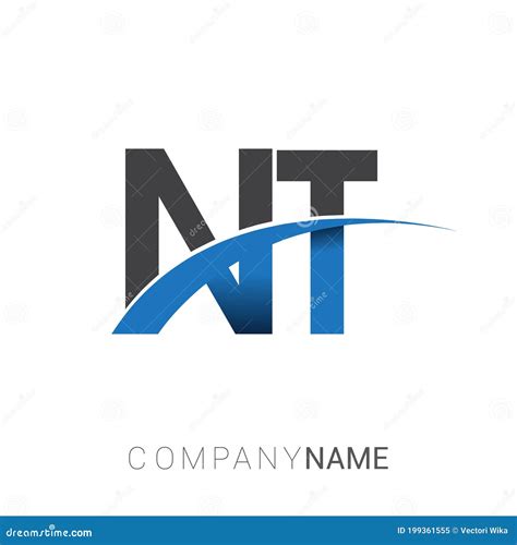 Initial Letter Nt Logotype Company Name Colored Blue And Grey Swoosh