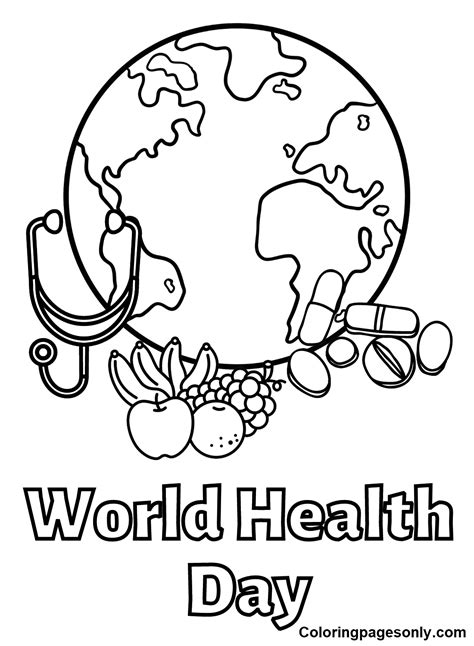Páginas Para Colorear Imprimibles Del Día Mundial De La Salud Páginas Para Colorear Del Día