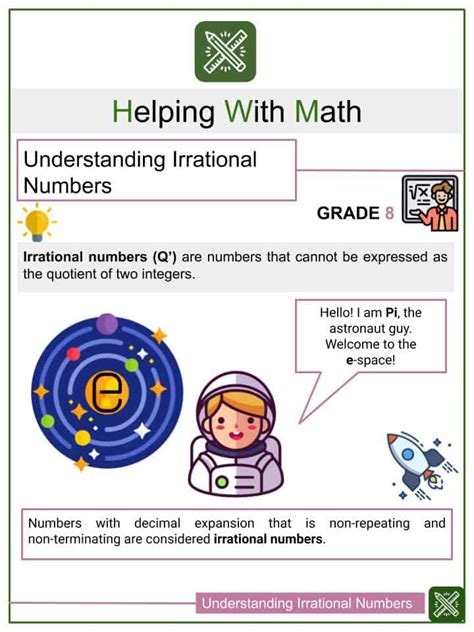 Irrational Numbers Math Worksheets
