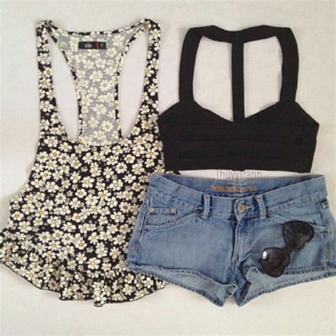 Shirt Daisy Black Tank Top Crop Tops Cute Weheartit Lovely