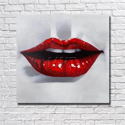 Sexy Red Lip Canvas Wall Art Oil Painting Decor Home Living Room Pictures With Framework