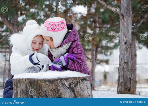 Two Girls Talking Among Winter Park Stock Photo Image Of Relationship
