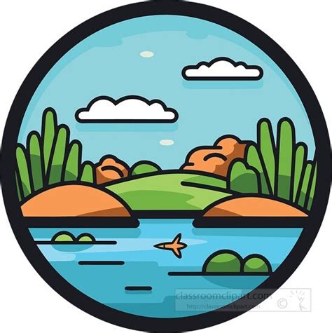 Geography Clipart Pond Cartoon Icon Style Clipart