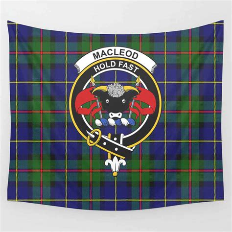 Scottish Macleod Of Lewis Clan Crest Tartan Tapestry