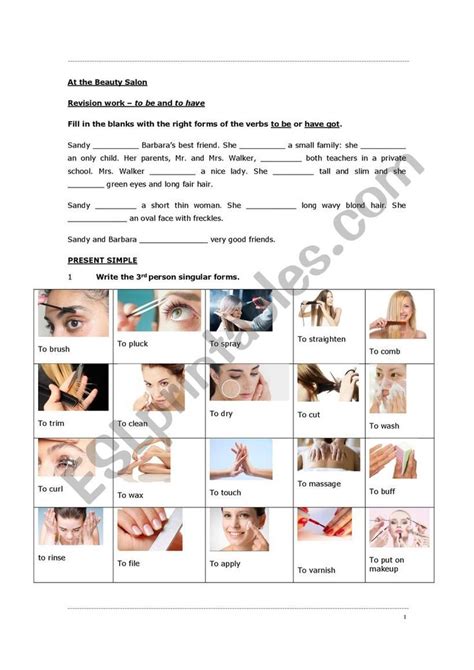 A Womans Face Is Shown In This Worksheet For The Beauty Salon