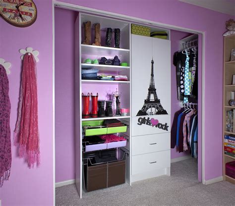 A new bedroom closet can include adjustable shelving that allows you en route to customize the space for your needs. Girls Closet | Custom Closet and Garage
