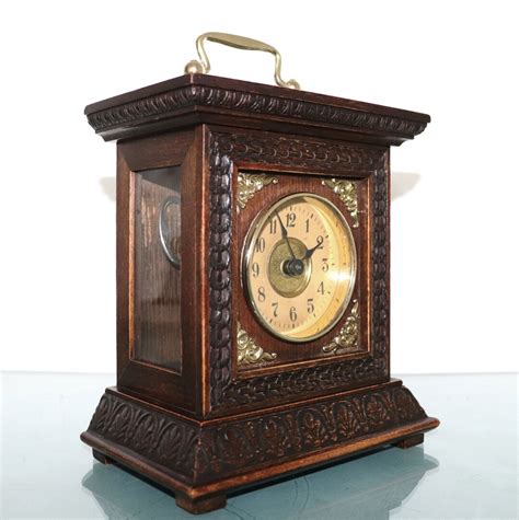 Junghans Alarm Mantel Clock Antique 1910s Large Bell Germany Carriage