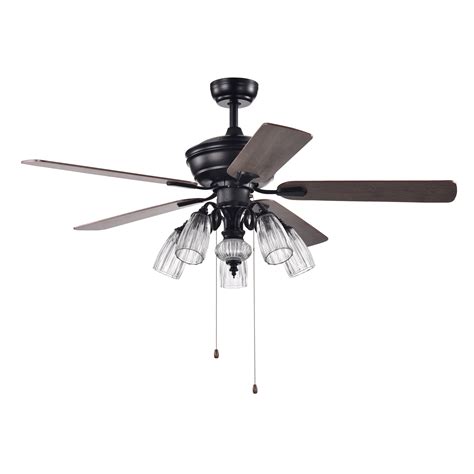 52 In Indoor Black Brown Reversible Ceiling Fan With Clear Beveled