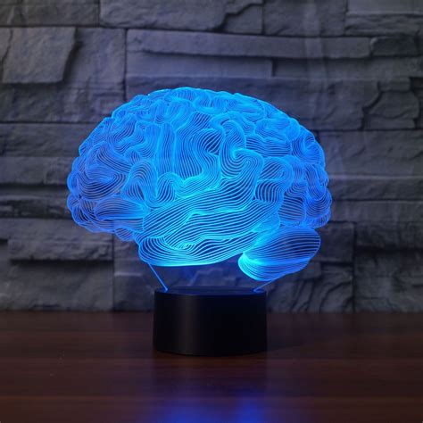 Acrylic 3d Acrylic Led Bedside Night Light Brain Creative Etsy