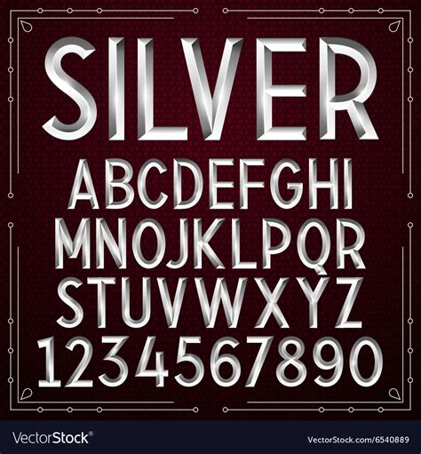 Silver Embossed Font Royalty Free Vector Image