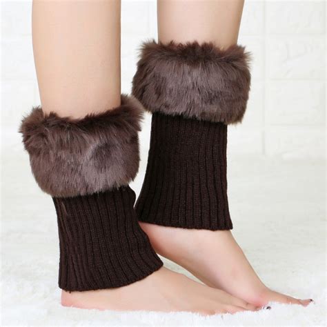 Leg Warmers Women Fur For Boots Faux Winter Knit Warm Gaiters Knit Lady