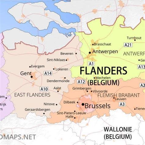 Map Of Flanders Showing The Regions And Major Cities 26 Download