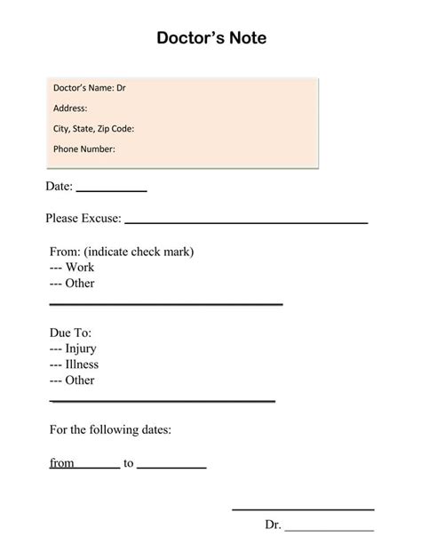 36 Free Doctors Note Templates For Work And School