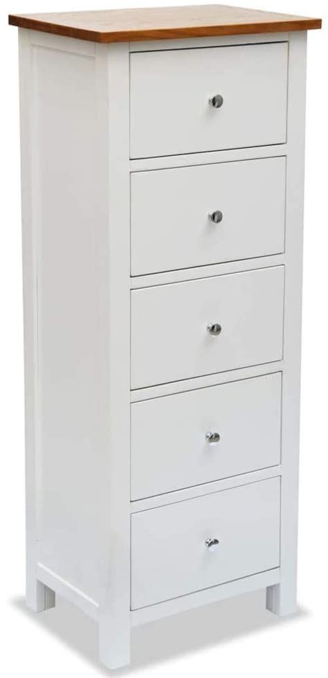 White Tall Dresser 5 Drawer Levan Home Modern Romantic Style White