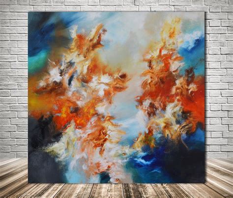 Buy Large Abstract Painting With Blue And Red Colliding Worlds 60