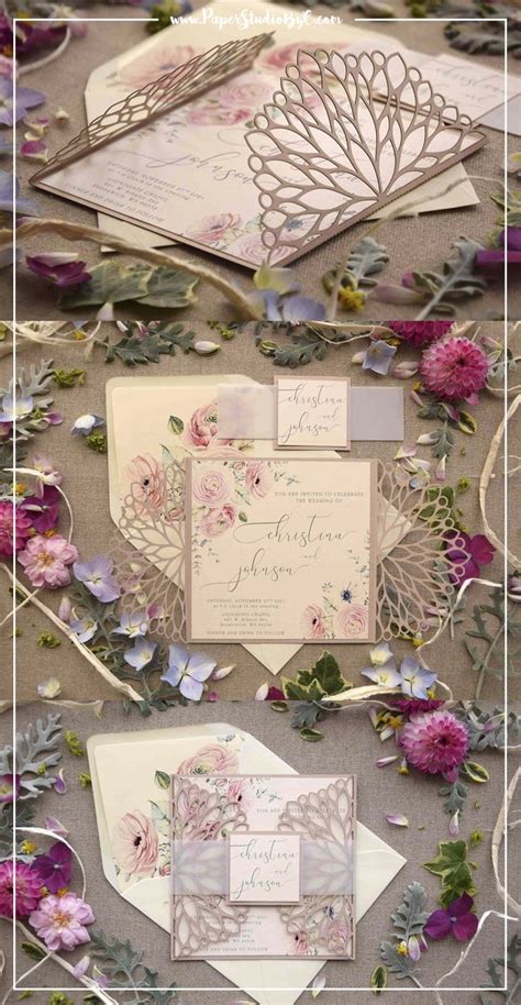 Floral Caligraphy Laser Cut Invitations Inspired By Elegant Weddings