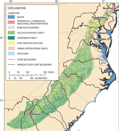 Land Use In The Piedmont Aquifer System Eastern United States