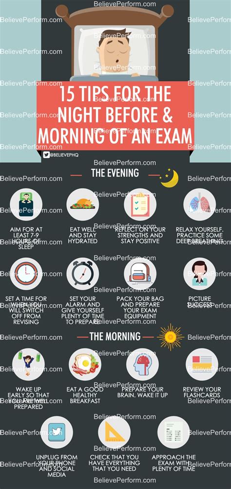 15 Tips For The Night Before And Morning Of An Exam Believeperform The Uks Leading Sports