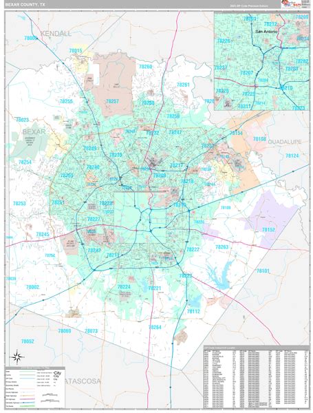 Bexar County Tx Wall Map Premium Style By Marketmaps Mapsales