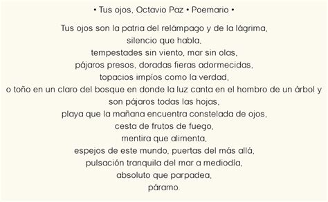 Tus Ojos Octavio Paz Poema Original En Análisis