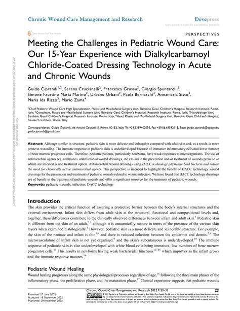 Pdf Meeting The Challenges In Pediatric Wound Care Our 15 Year