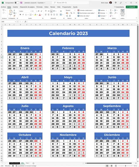Plantilla De Calendario En Excel Descargable 100 Gratis