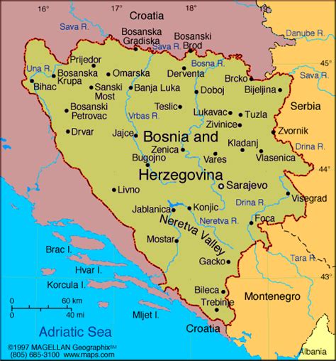 Tras el genocidio la mayor parte de la población es serbia y. Map of Bosnia & Herzegovina
