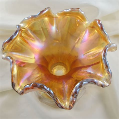 Antique Imperial Flute 393 Marigold Carnival Glass Punch Set Bowl And Base Carnival Glass
