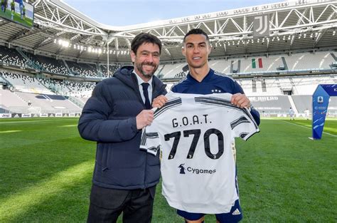 Cristiano Ronaldo Presented With Goat Jersey By Juventus After Scoring