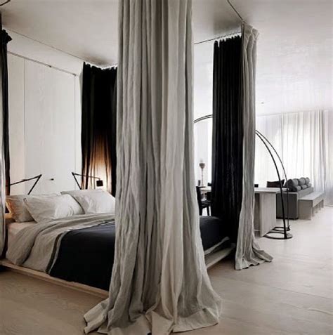 Any bed with four high posts positioned at each corner. Fake four poster bed using curtain rods and curtains ...