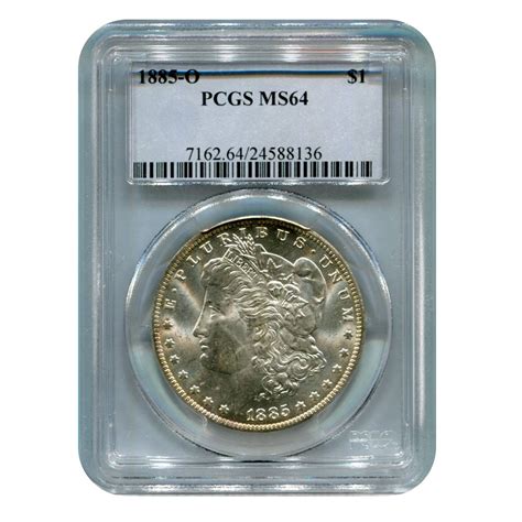 Certified Morgan Silver Dollar 1885 O Ms64 Pcgs Golden Eagle Coins
