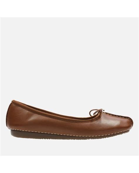 Clarks Freckle Ice Leather Ballet Flats In Brown Lyst Uk