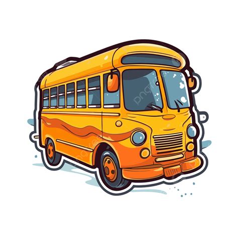 Cartoon School Bus Sticker With A Picture Of A Yellow School Bus