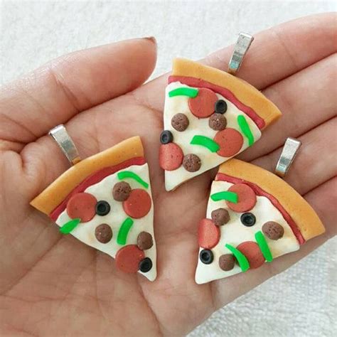 Pizza Charm Junk Food Polymer Clay Pendant Food Miniature Food Charm