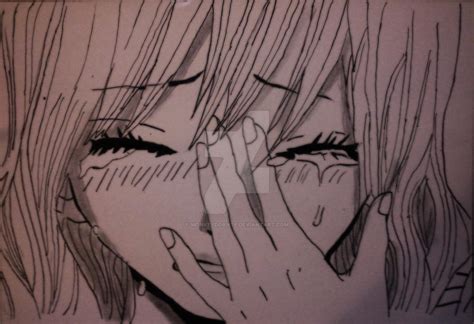 Sad Anime Girl Crying Drawing